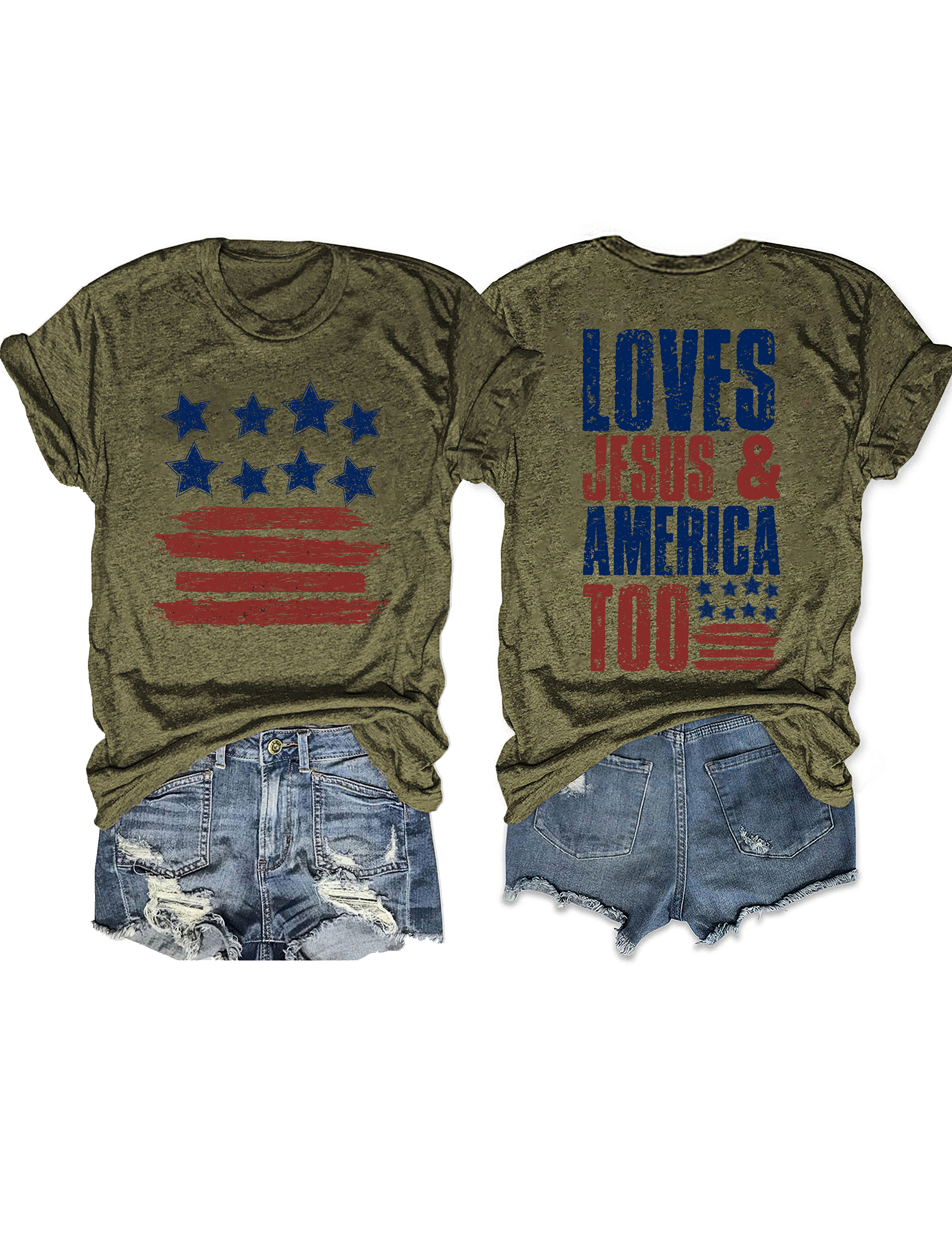 Loves Jesus And America Too Tee