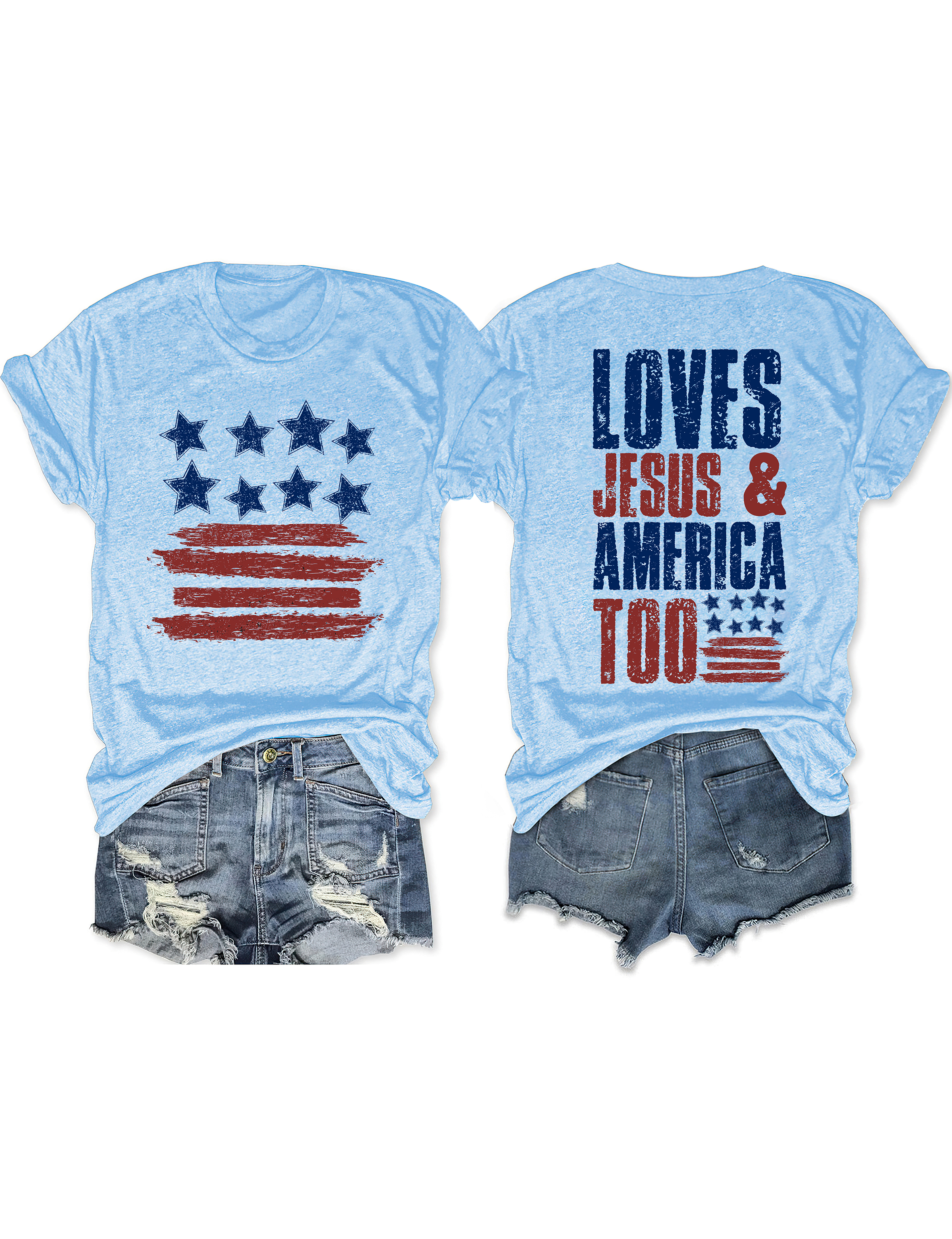 Loves Jesus And America Too Tee