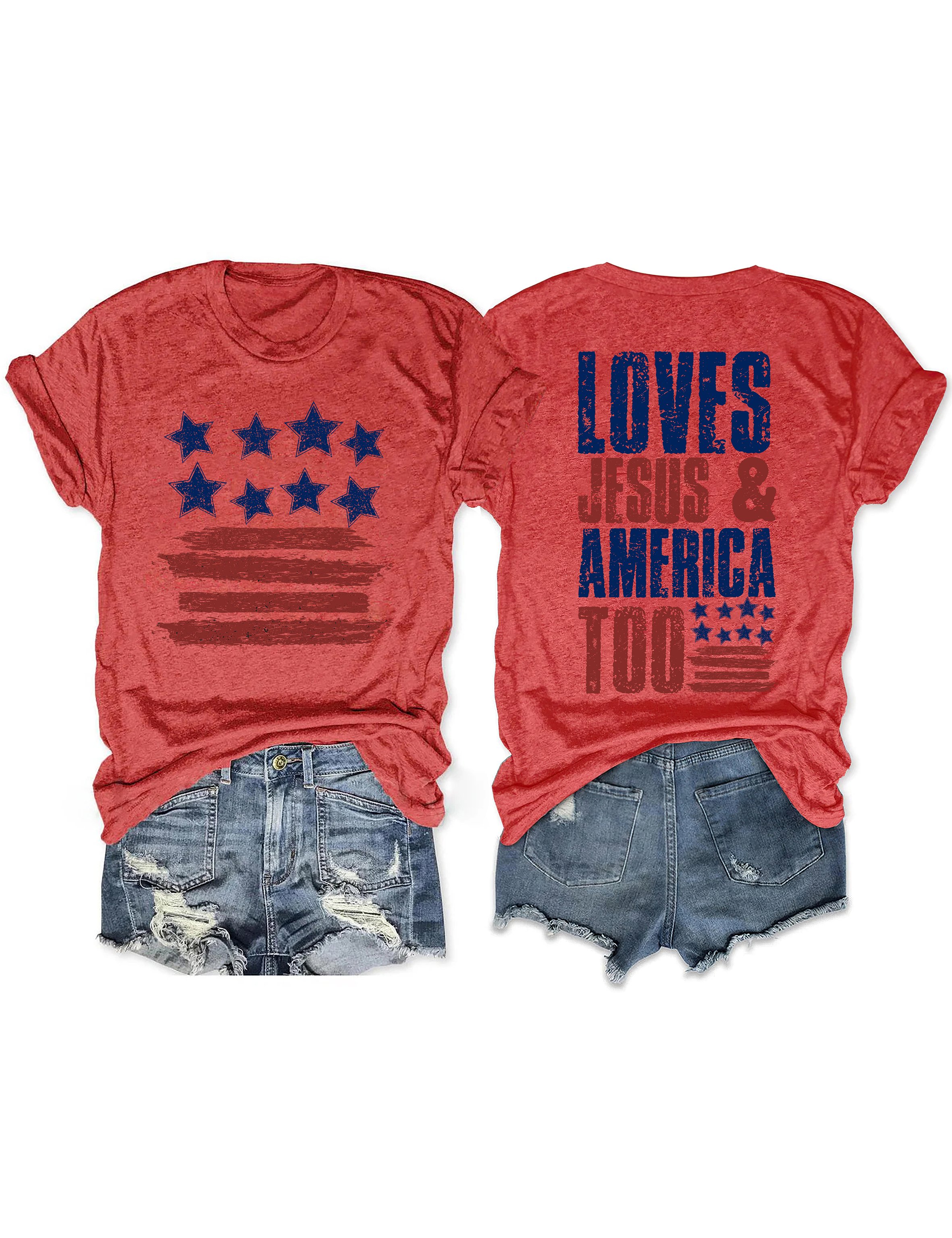 Loves Jesus And America Too Tee