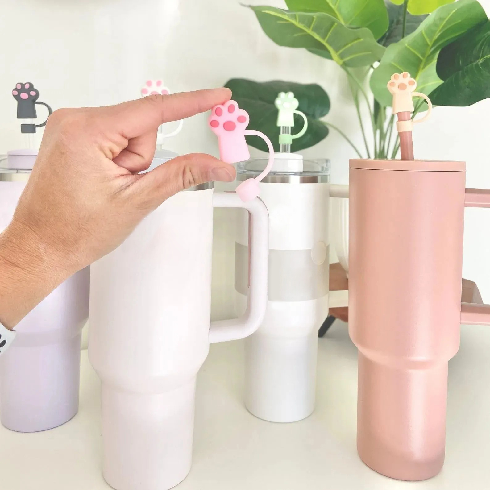 🥤Silicone Cute Cat Paw Straw Covers Cap