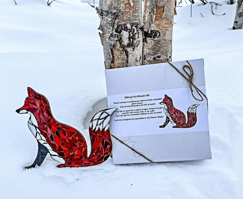 Sitting Fox Glass Mosaic Kit