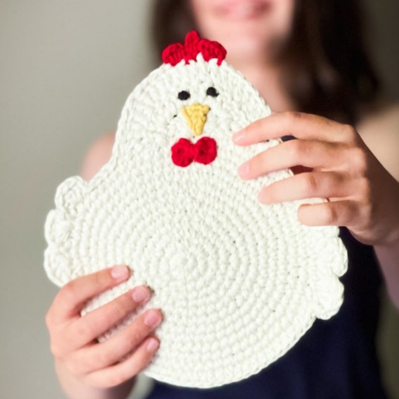 🐓Double Thick Crochet Chicken Potholder