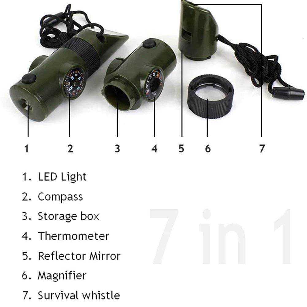 Outdoor 7 in 1 Multi-Functional Whistle
