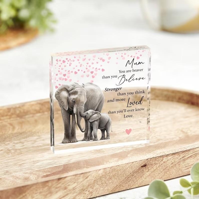 🎉Mother's Day 49% OFF 🎁 Elephant Baby Mama Poetry Plaque