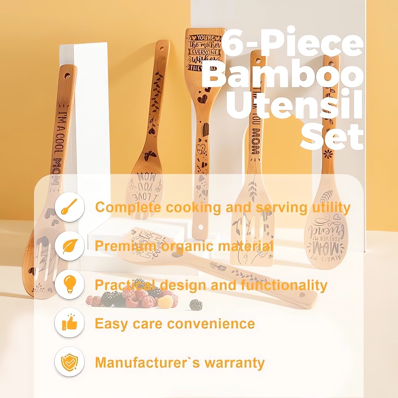 Mother's Day Wooden Spoons Utensil Set