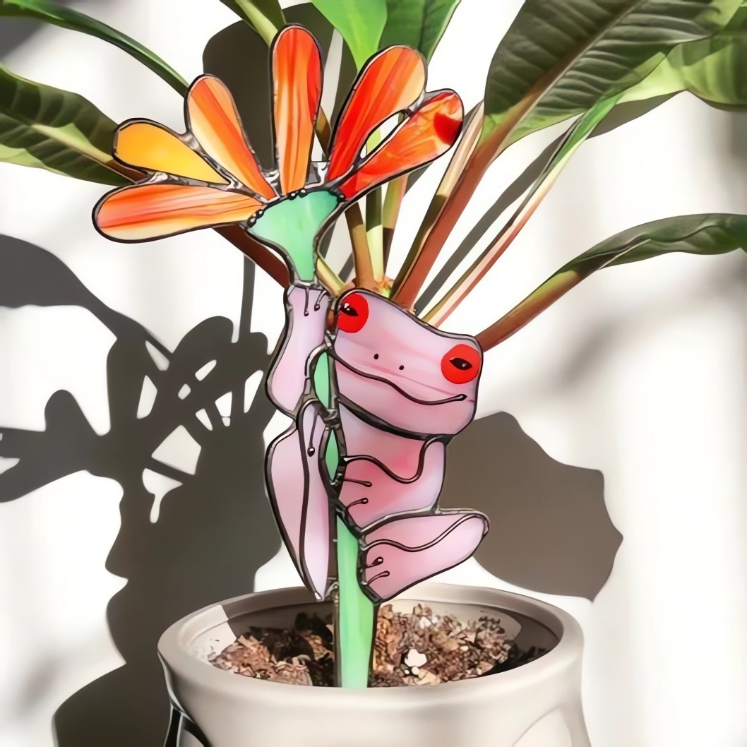 Plant Stake Frog Decor for Flowerpot