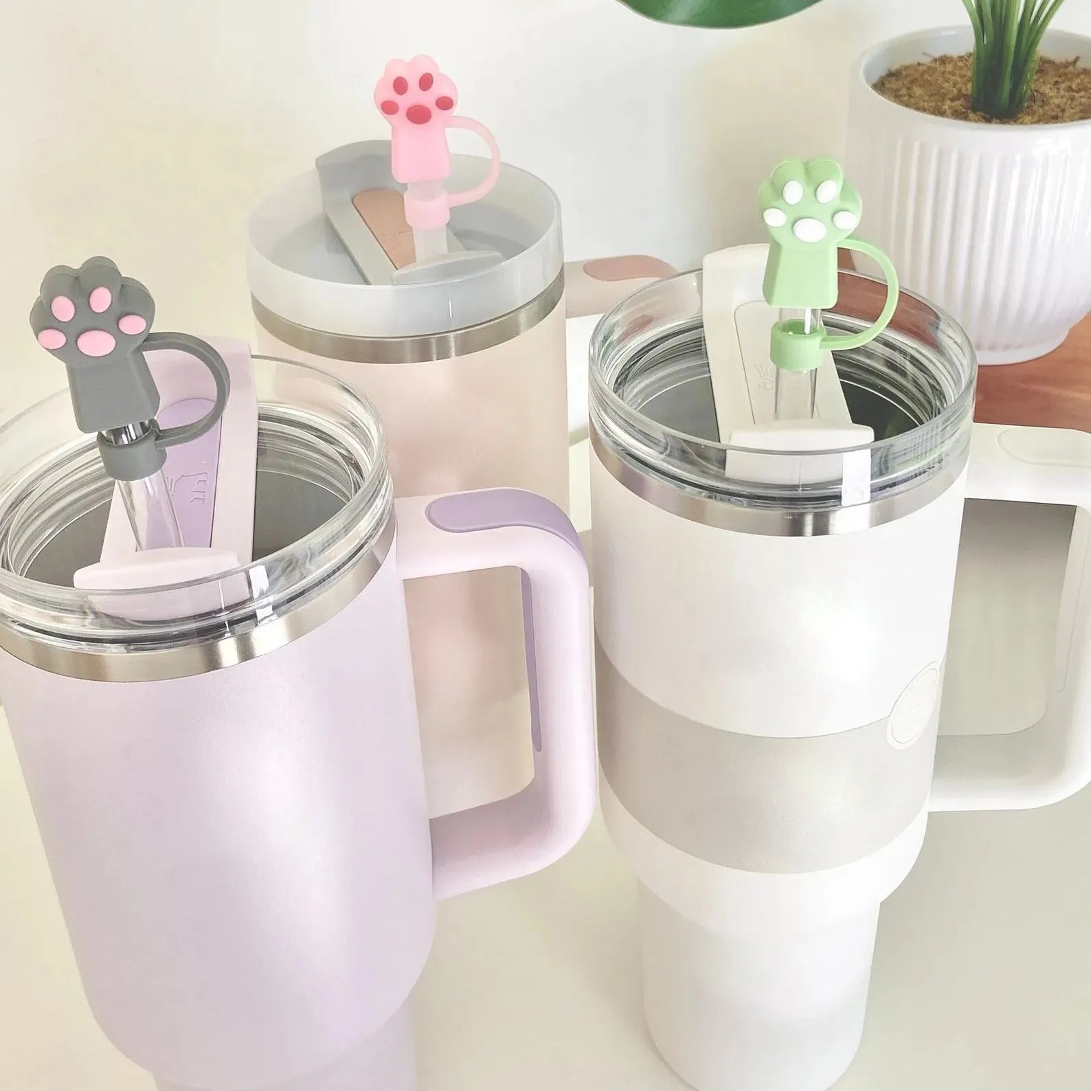 🥤Silicone Cute Cat Paw Straw Covers Cap