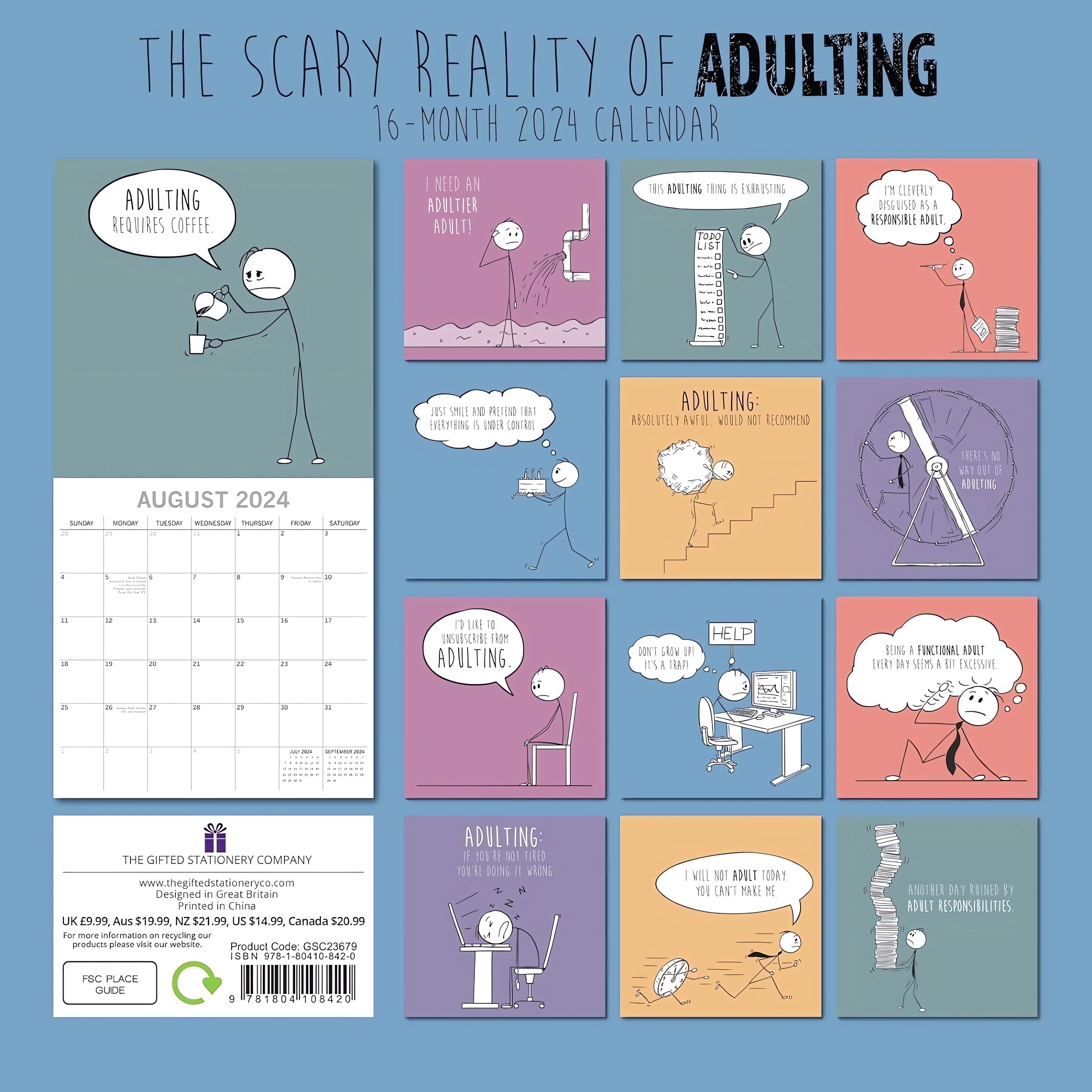 2024 Wall Calendar - 😂The Scary Reality of Adulting