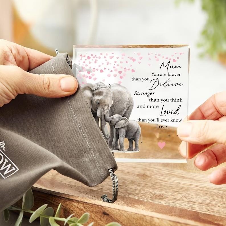 🎉Mother's Day 49% OFF 🎁 Elephant Baby Mama Poetry Plaque