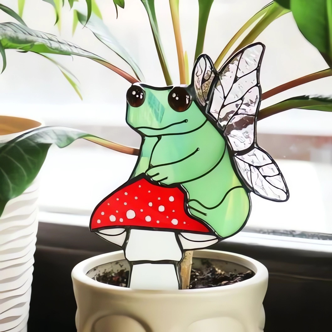 Plant Stake Frog Decor for Flowerpot