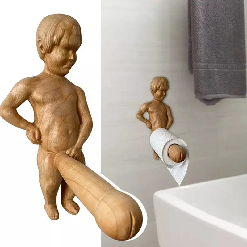 Funny Wood Toilet Roll Holder