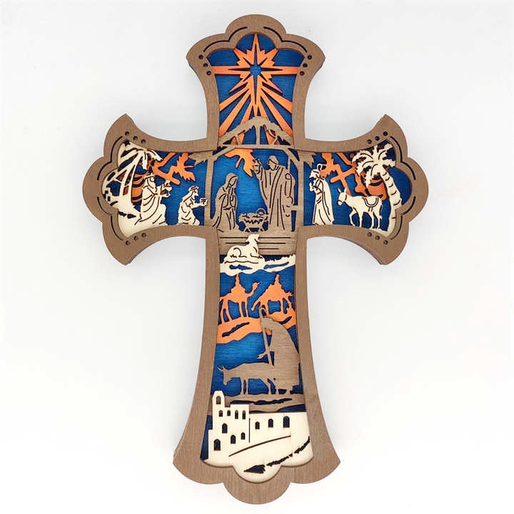 ✝︎ Handcrafted Wooden Cross Decor - Bless Your Space with Color