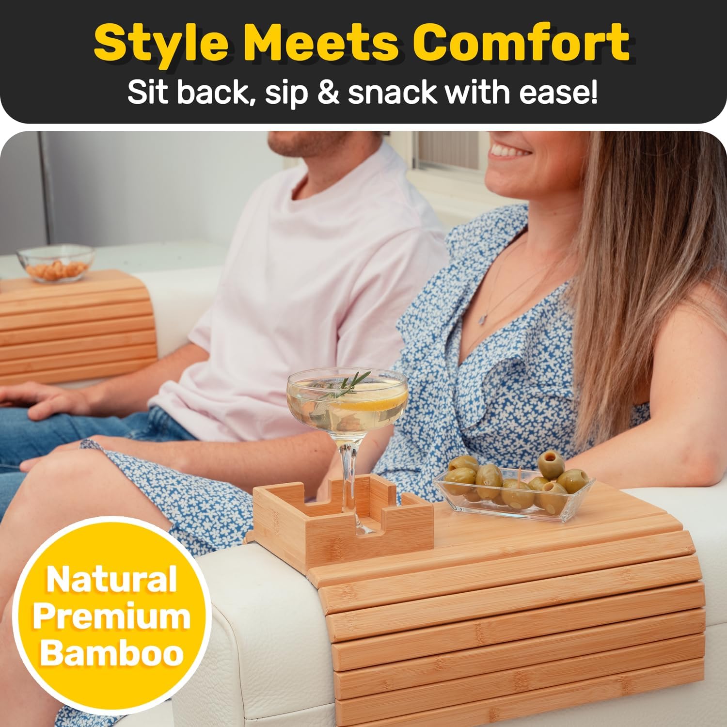 🍸Bamboo Couch Cup Holder
