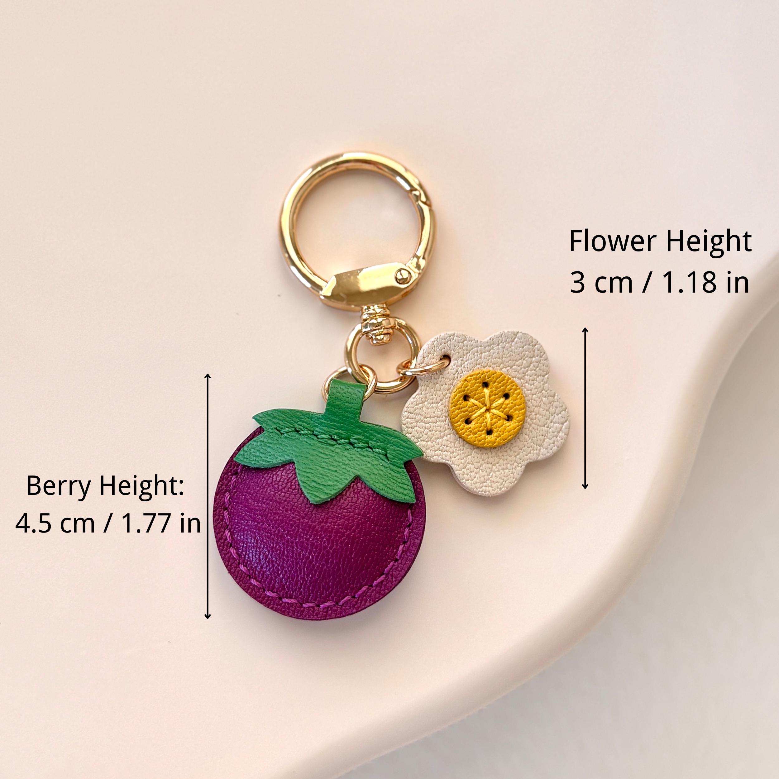 🍊🌼Leather Fruit And Flower Key Fob