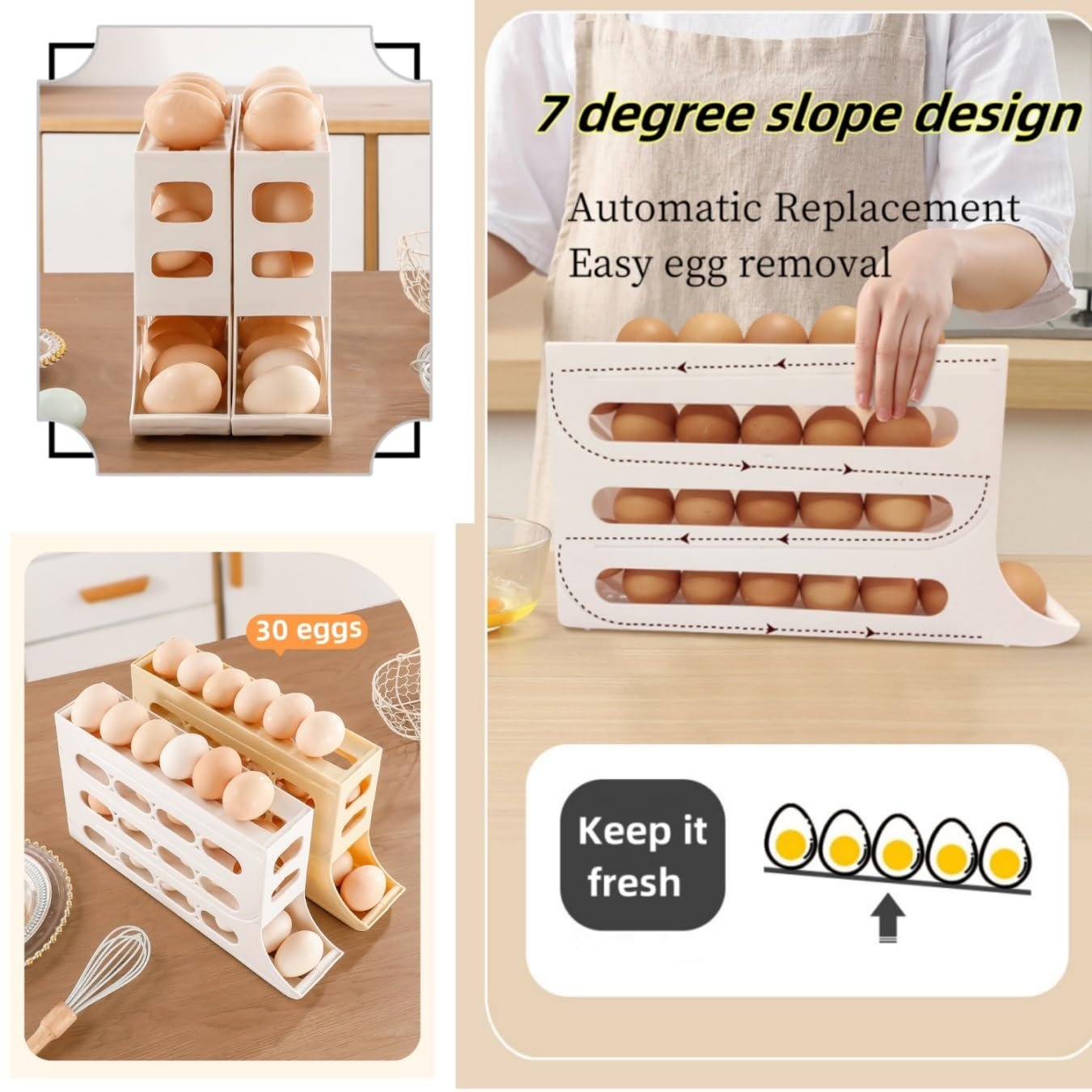 Egg Holder for Fridge-Eggs Dispenser Auto Rolling