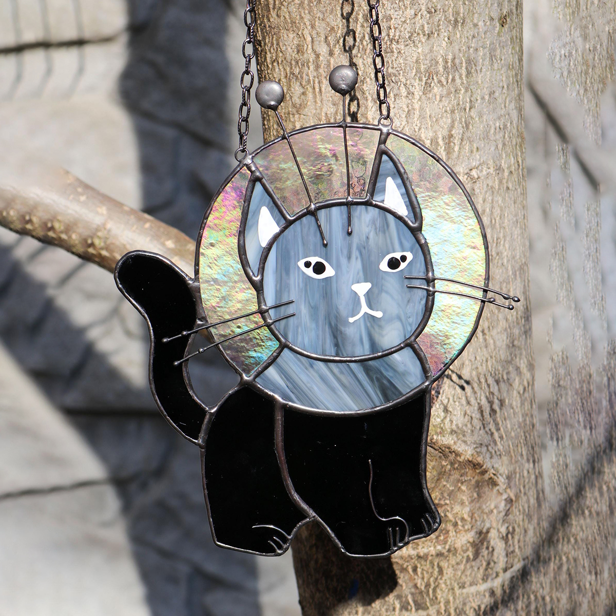 Funny Middle Finger Alien Cat Suncatcher