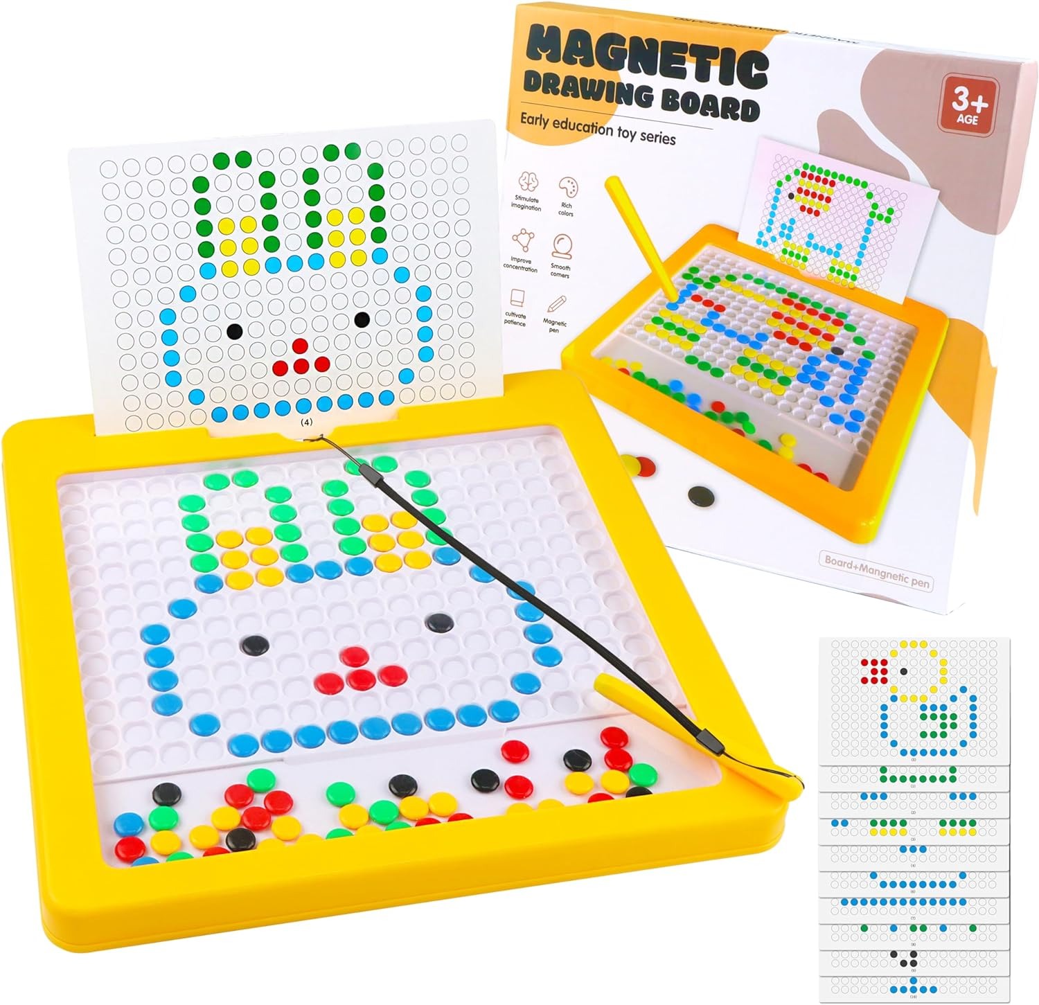 Montessori board with magnetic dots