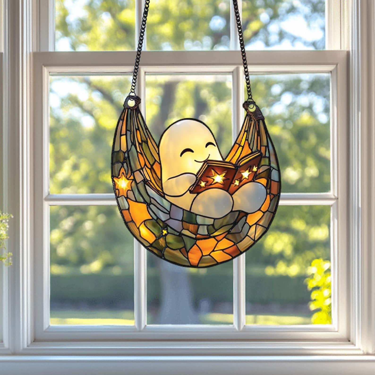 🔥Hot Sale 50% OFF🔥 - Ghost Reading Book Suncatcher