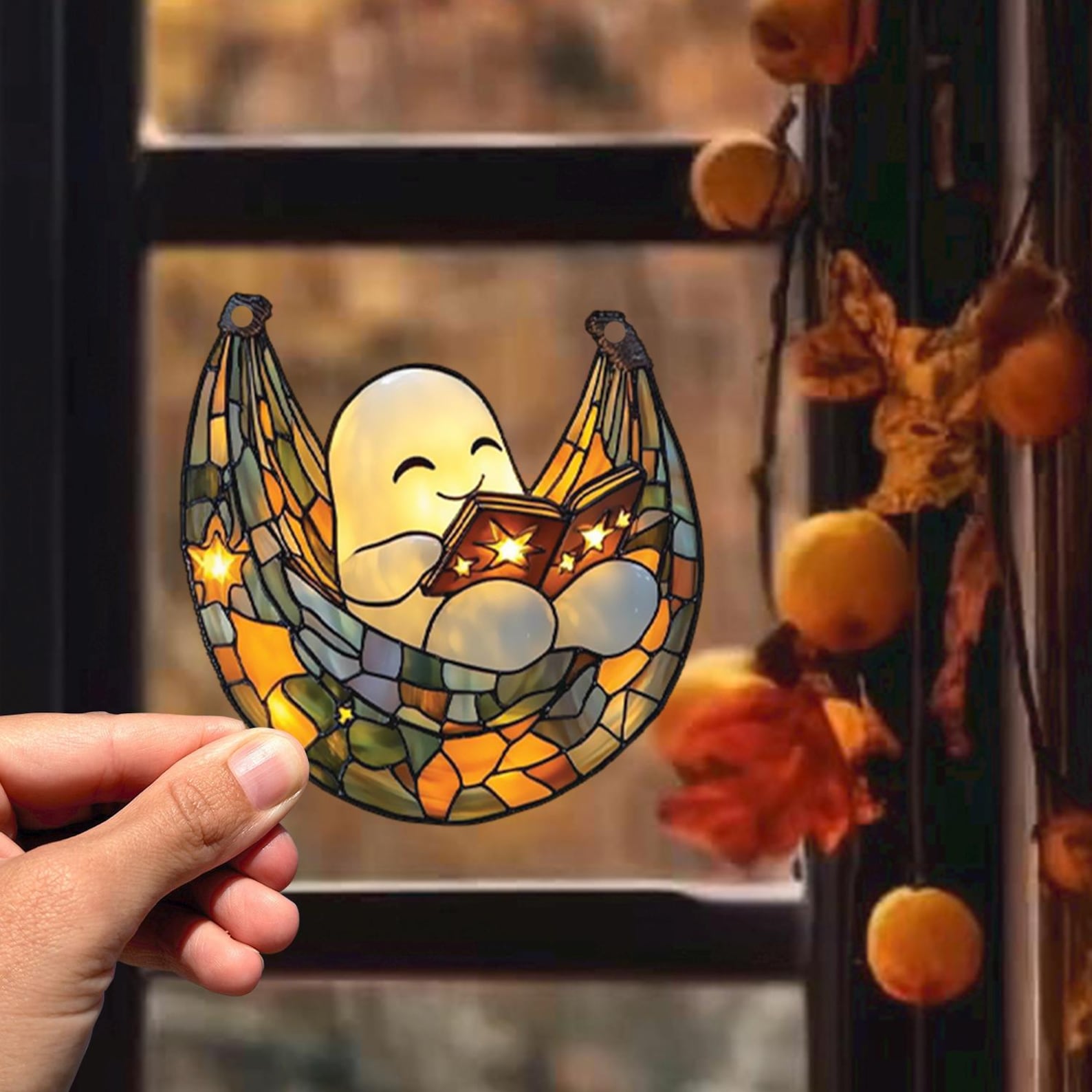🔥Hot Sale 50% OFF🔥 - Ghost Reading Book Suncatcher
