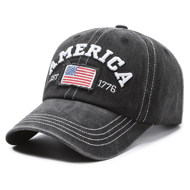 AMERICA EST. 1776" Patriotic Embroidered Denim Cap – A Tribute to Freedom