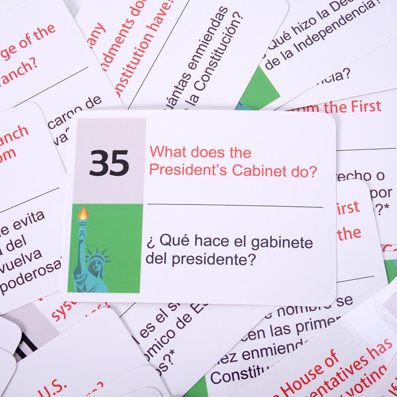 U.S. Civics Test Bilingual Flash Cards - English/Spanish