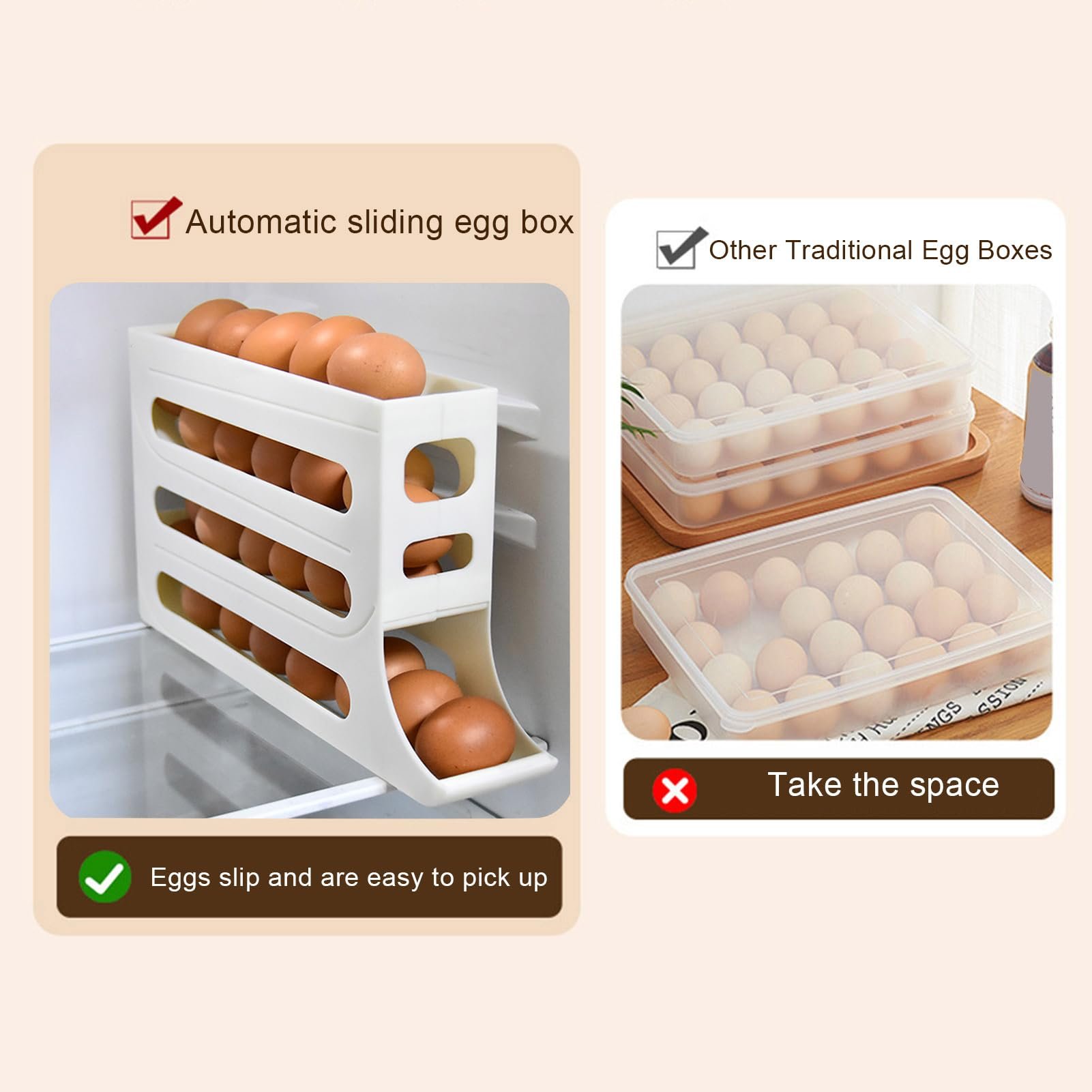 Egg Holder for Fridge-Eggs Dispenser Auto Rolling