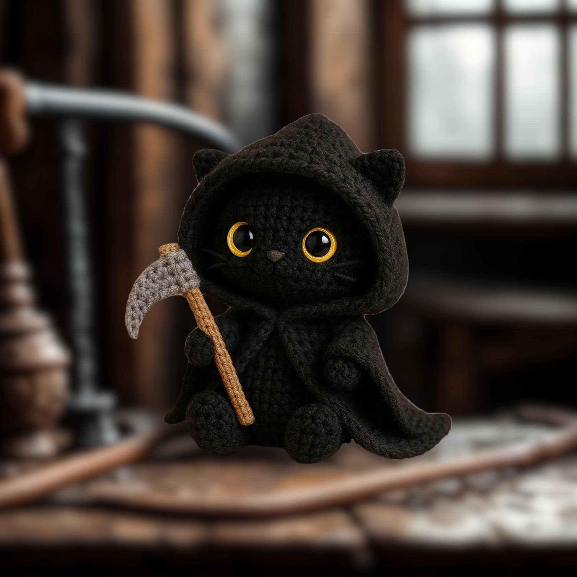 Handmade Halloween Crochet Cat Plush