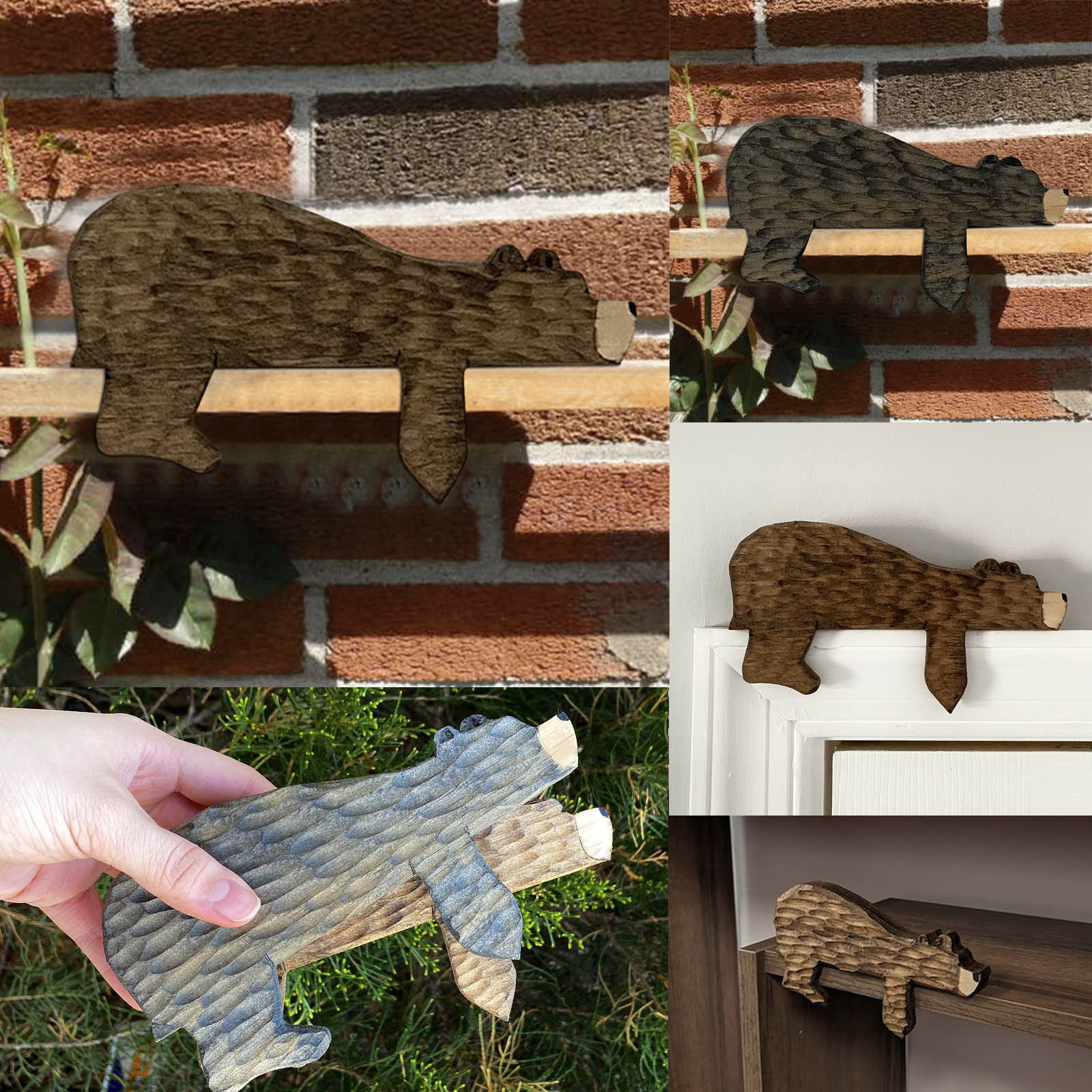 Wooden Lying-Down Bear Door Topper