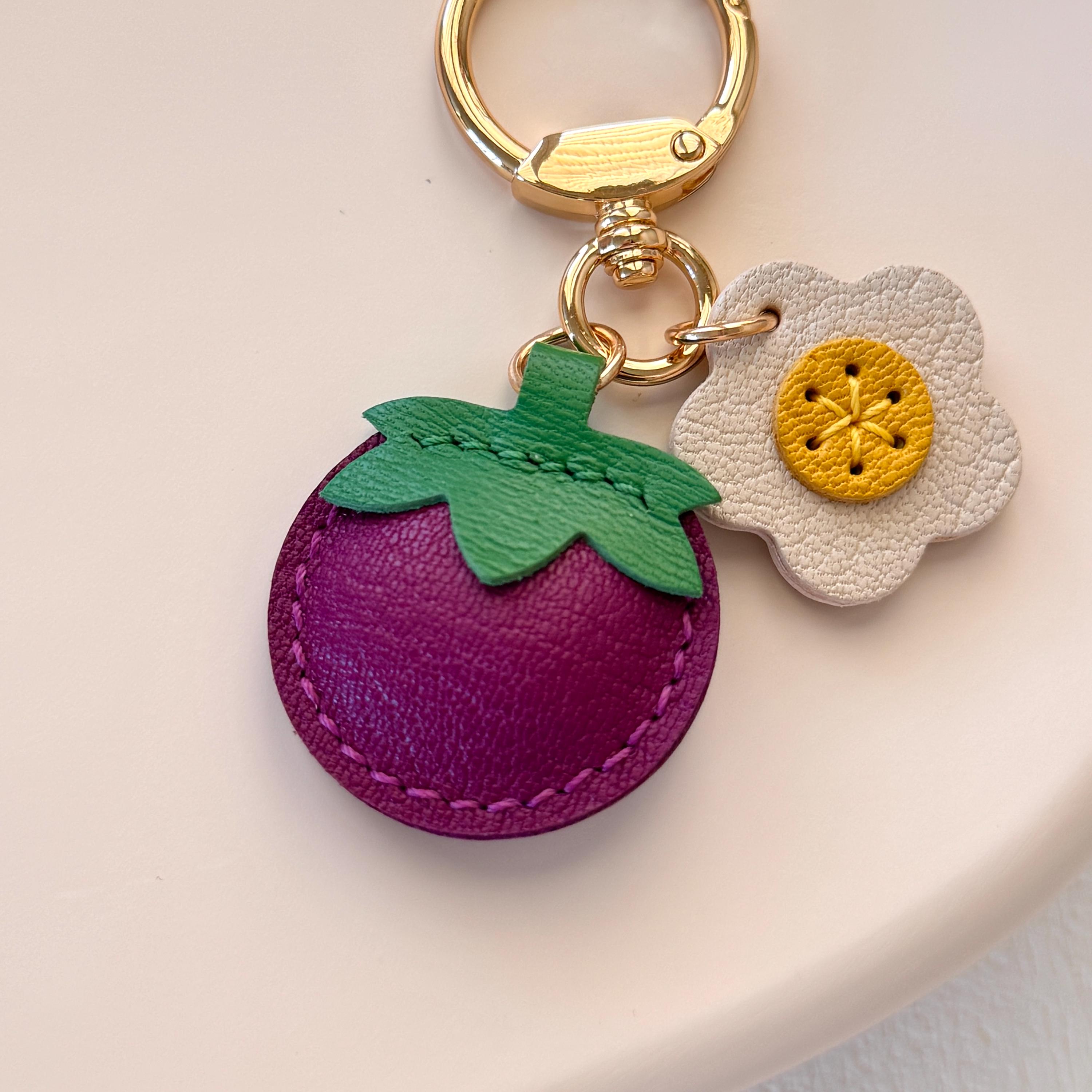 🍊🌼Leather Fruit And Flower Key Fob