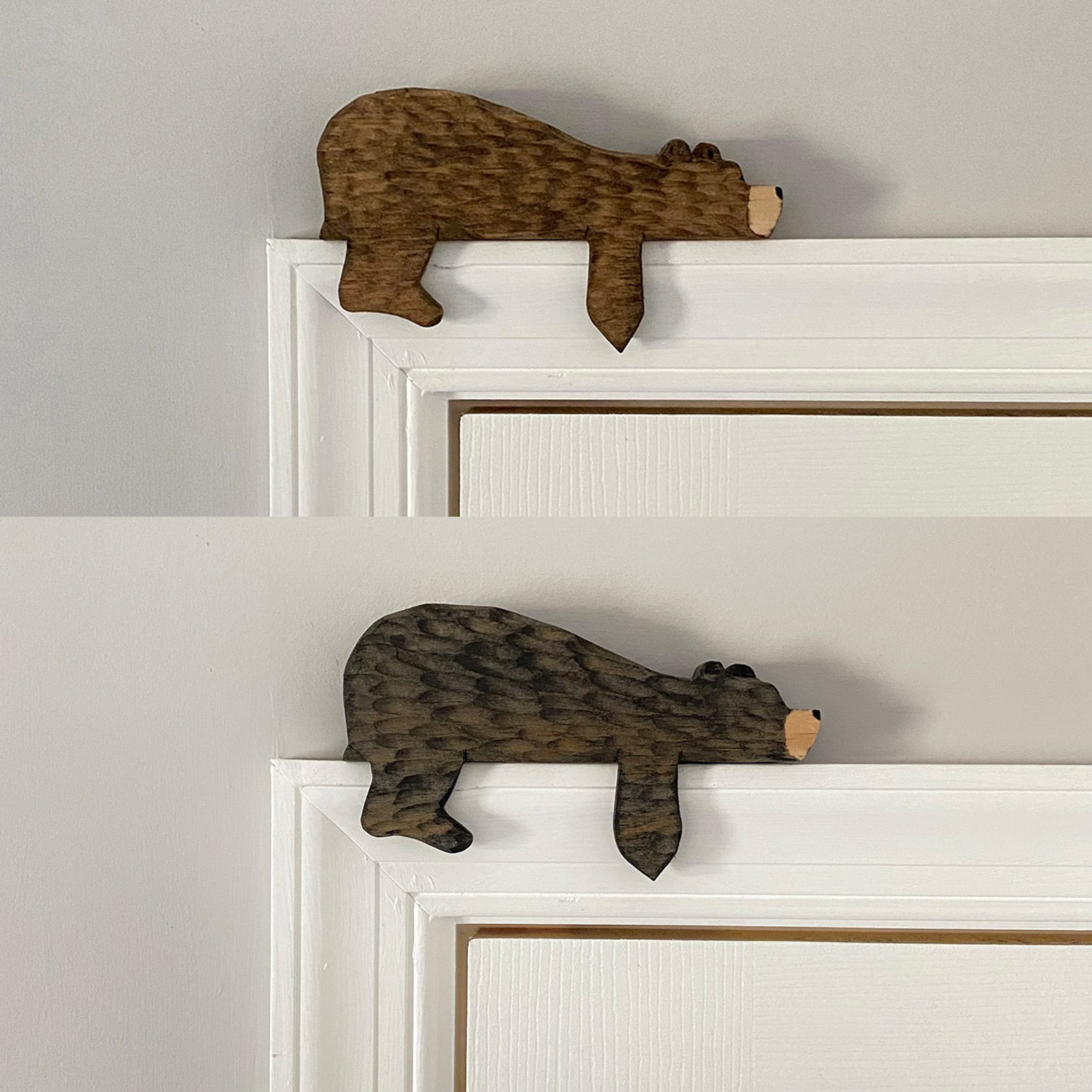 Wooden Lying-Down Bear Door Topper