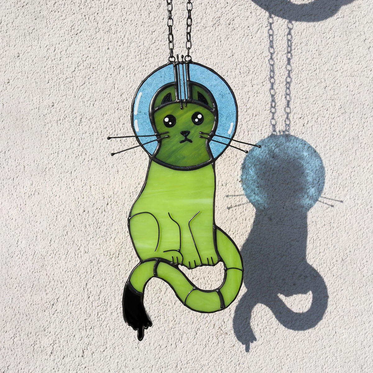 Funny Middle Finger Alien Cat Suncatcher