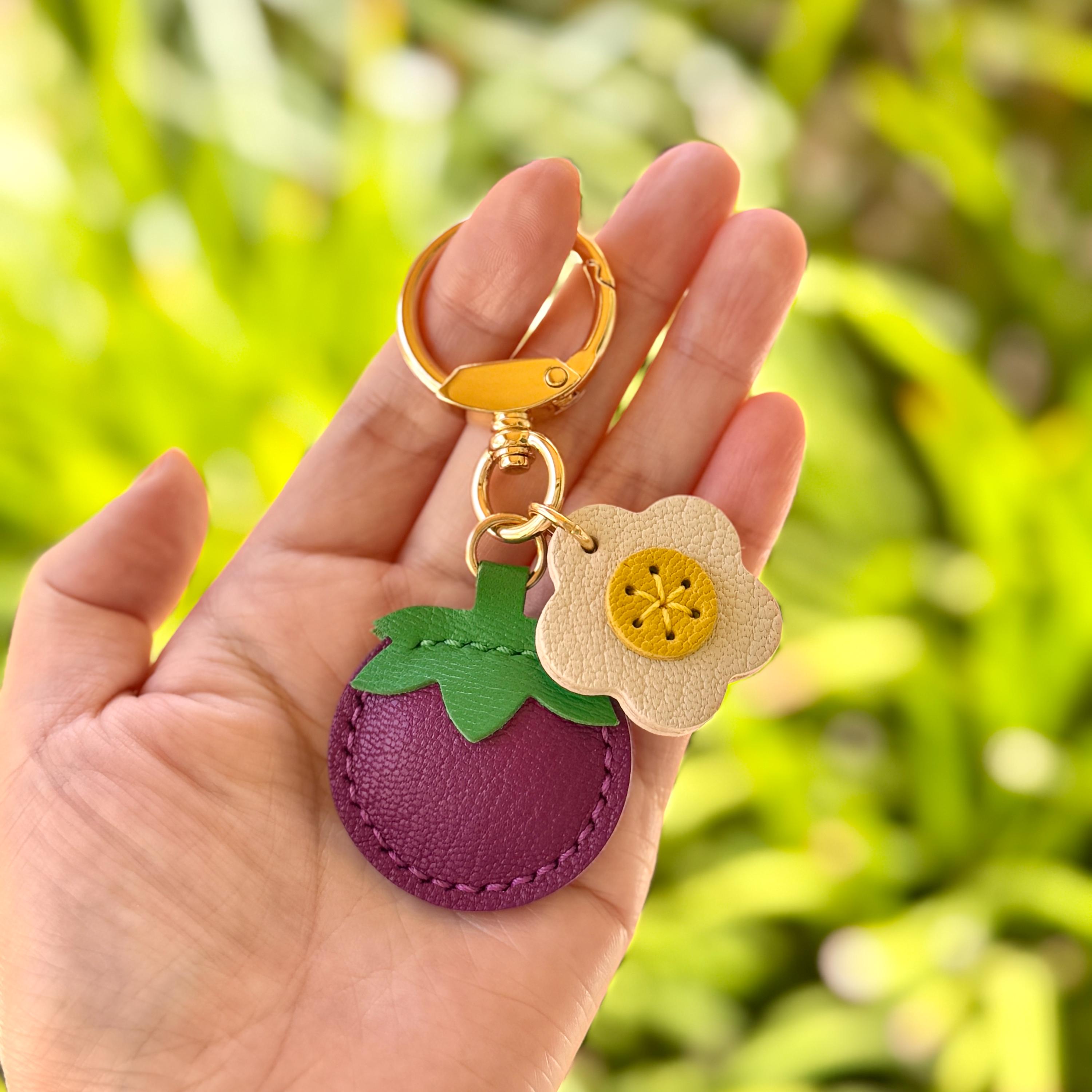 🍊🌼Leather Fruit And Flower Key Fob