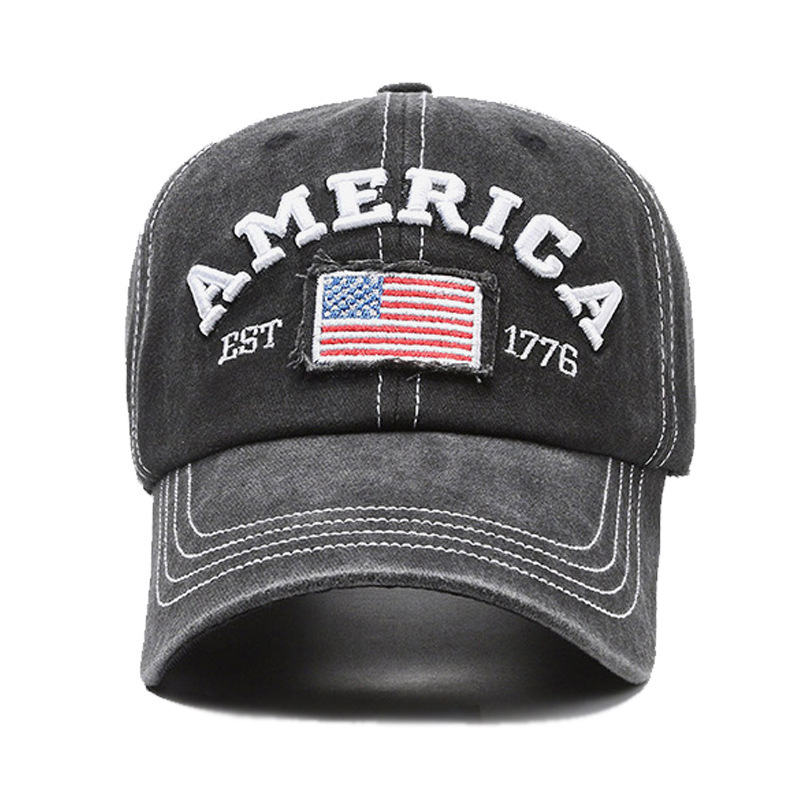 AMERICA EST. 1776" Patriotic Embroidered Denim Cap – A Tribute to Freedom