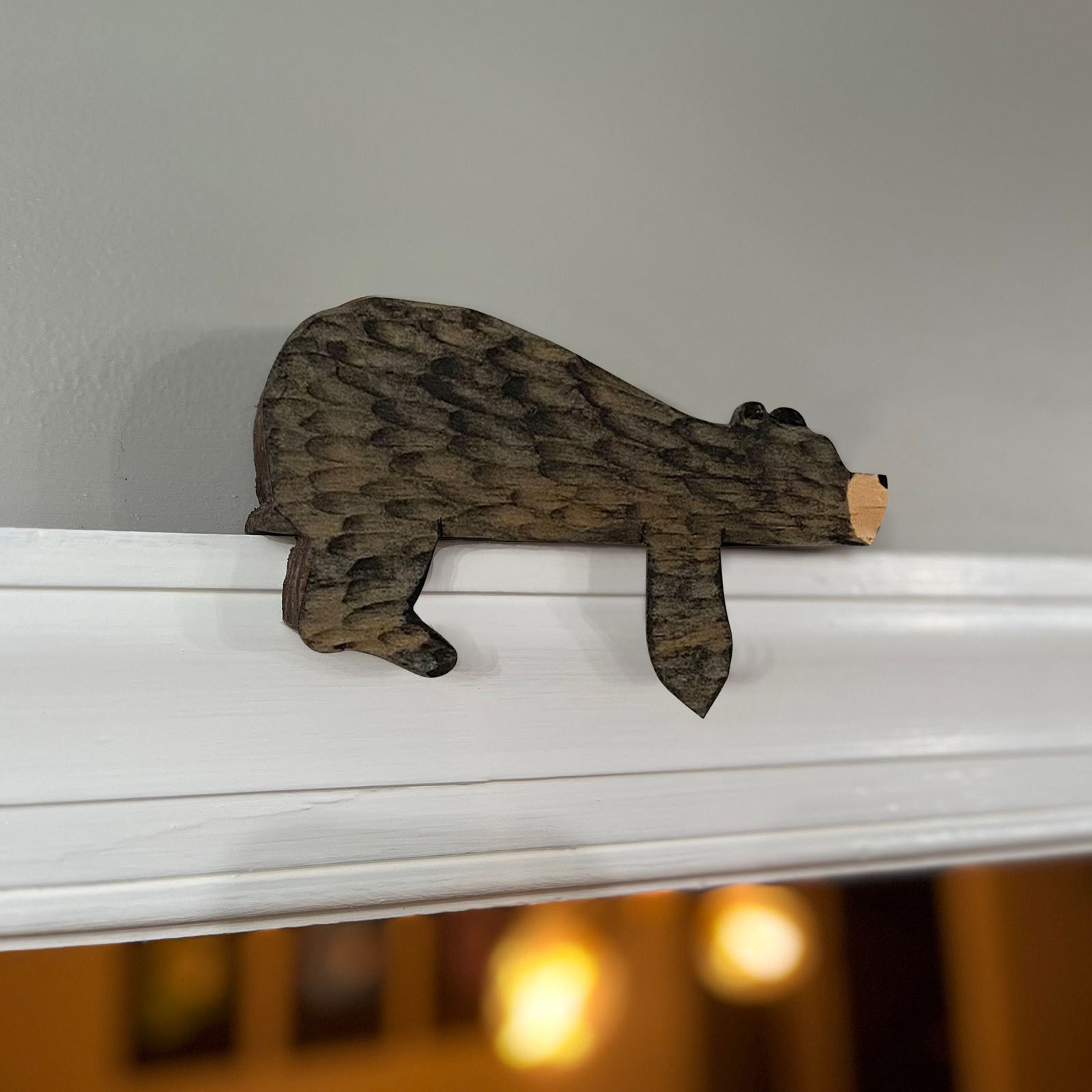 Wooden Lying-Down Bear Door Topper