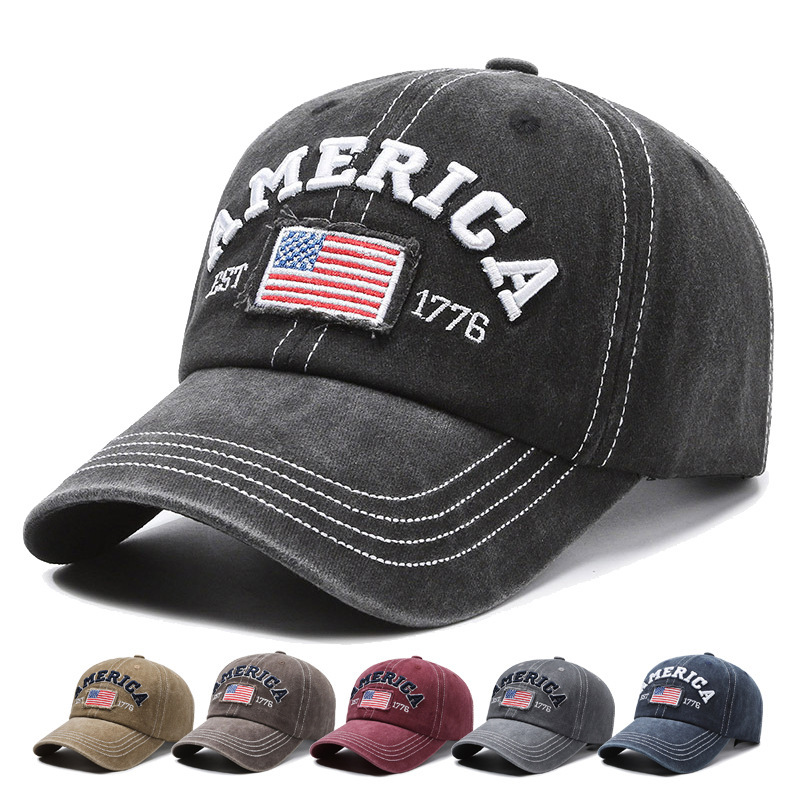 AMERICA EST. 1776" Patriotic Embroidered Denim Cap – A Tribute to Freedom