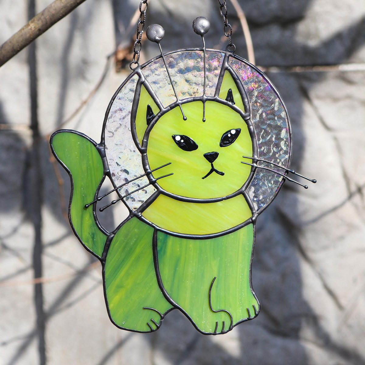 Funny Middle Finger Alien Cat Suncatcher