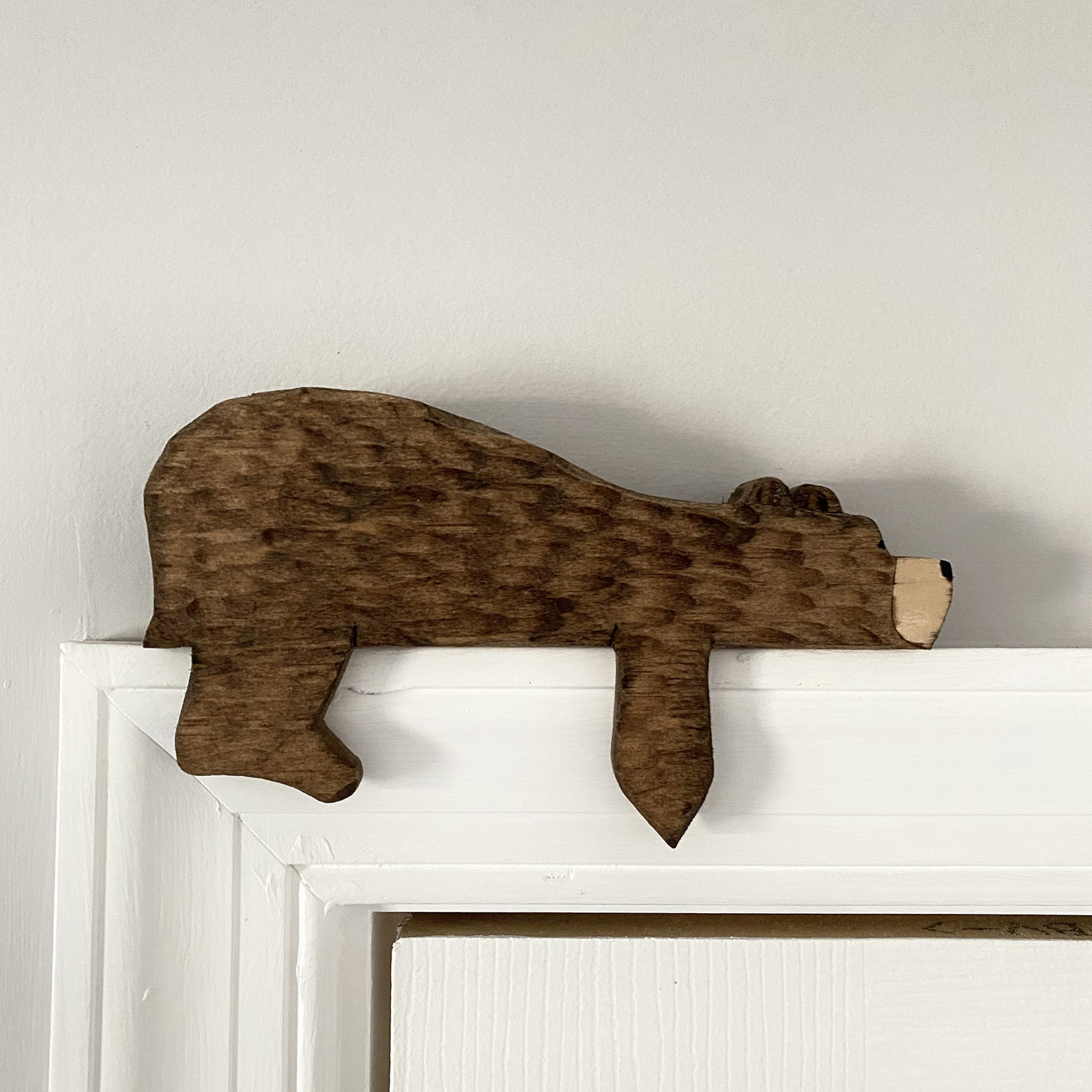 Wooden Lying-Down Bear Door Topper