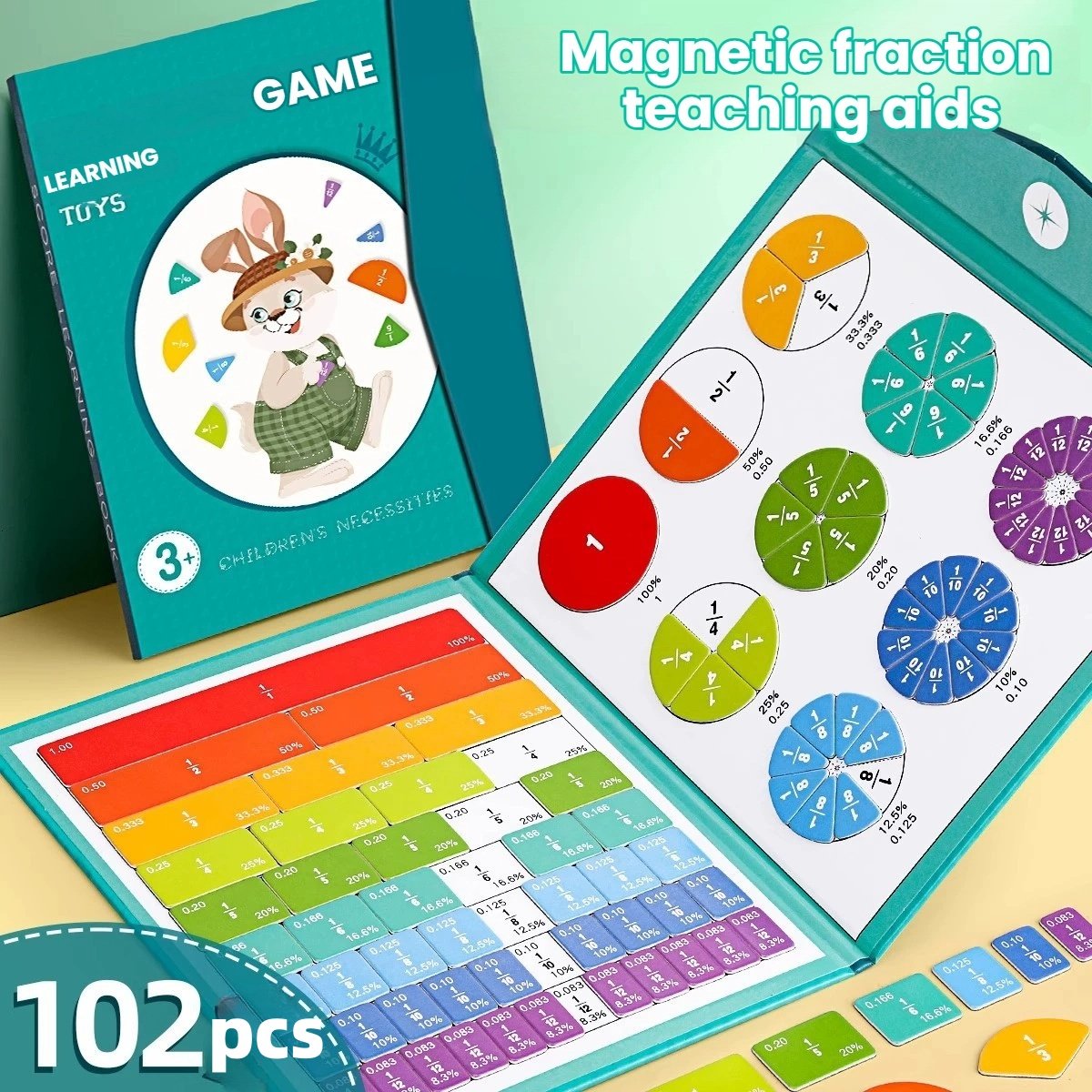 🔥Last Day 48% OFF-⭐Montessori Magnetic Book Fraction Puzzle For Children