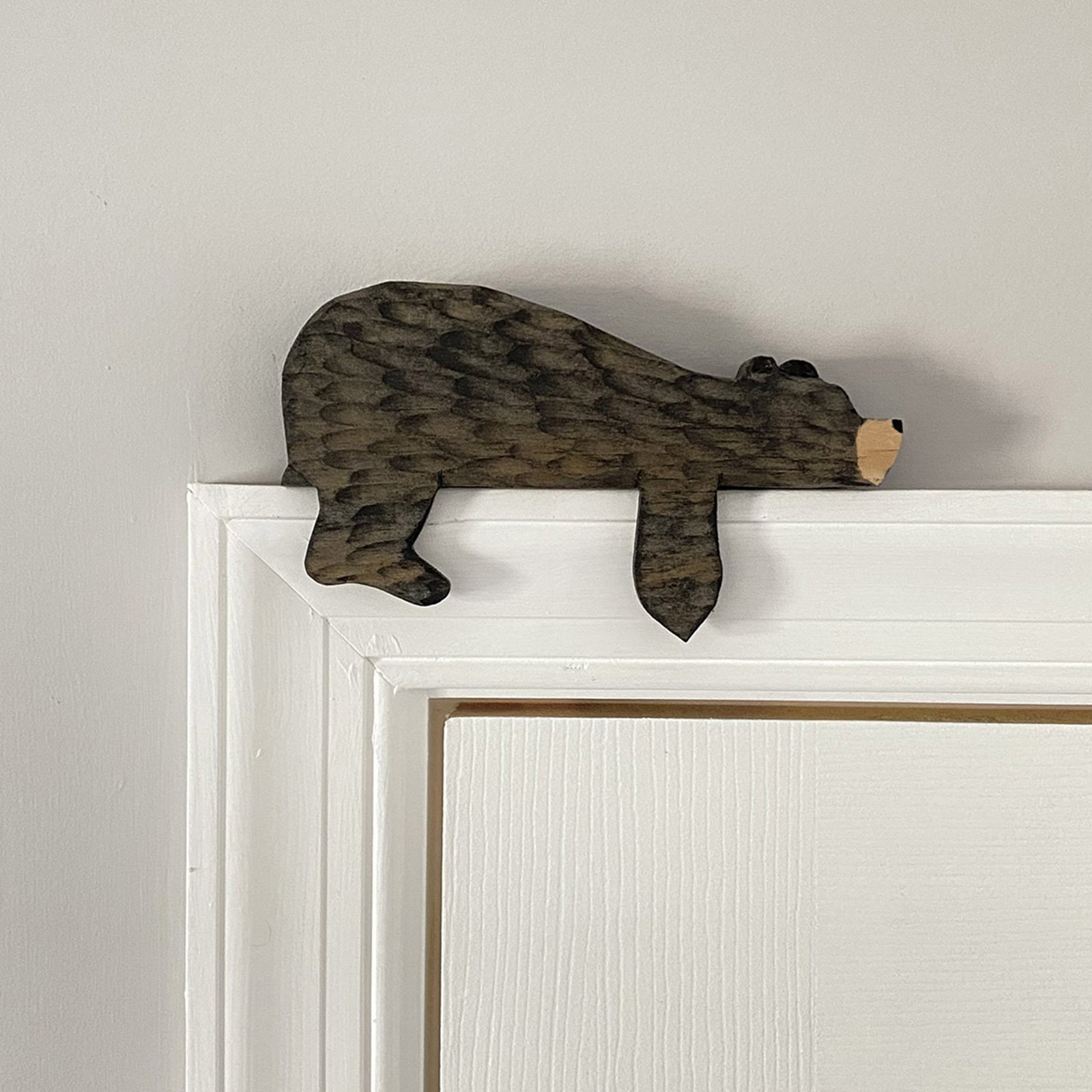 Wooden Lying-Down Bear Door Topper
