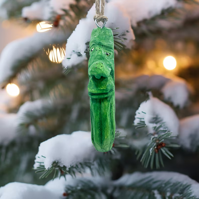 🥒Handmade Wooden Pickle Christmas tree ornament