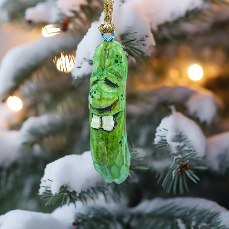 🥒Handmade Wooden Pickle Christmas tree ornament
