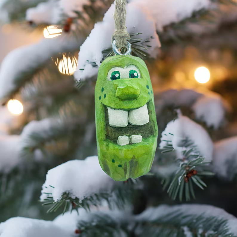 🥒Handmade Wooden Pickle Christmas tree ornament