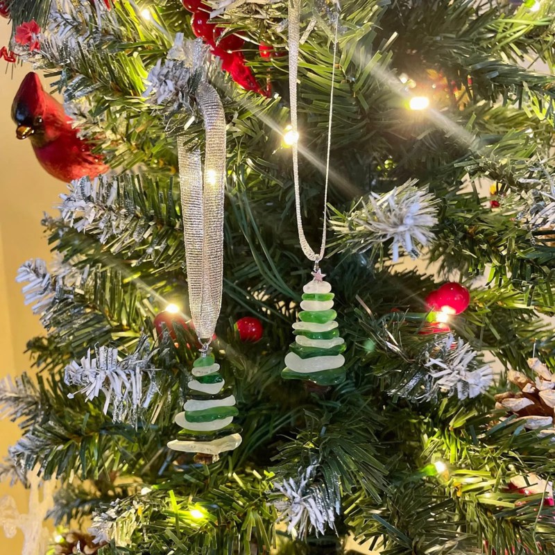 🎄Lake Erie Sea Glass Christmas Tree Ornament