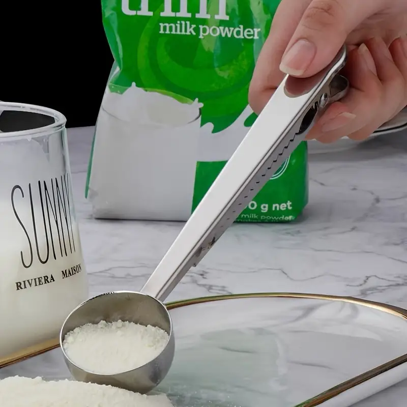2-in-1 Stainless Steel Measuring Spoon With Sealing Clips