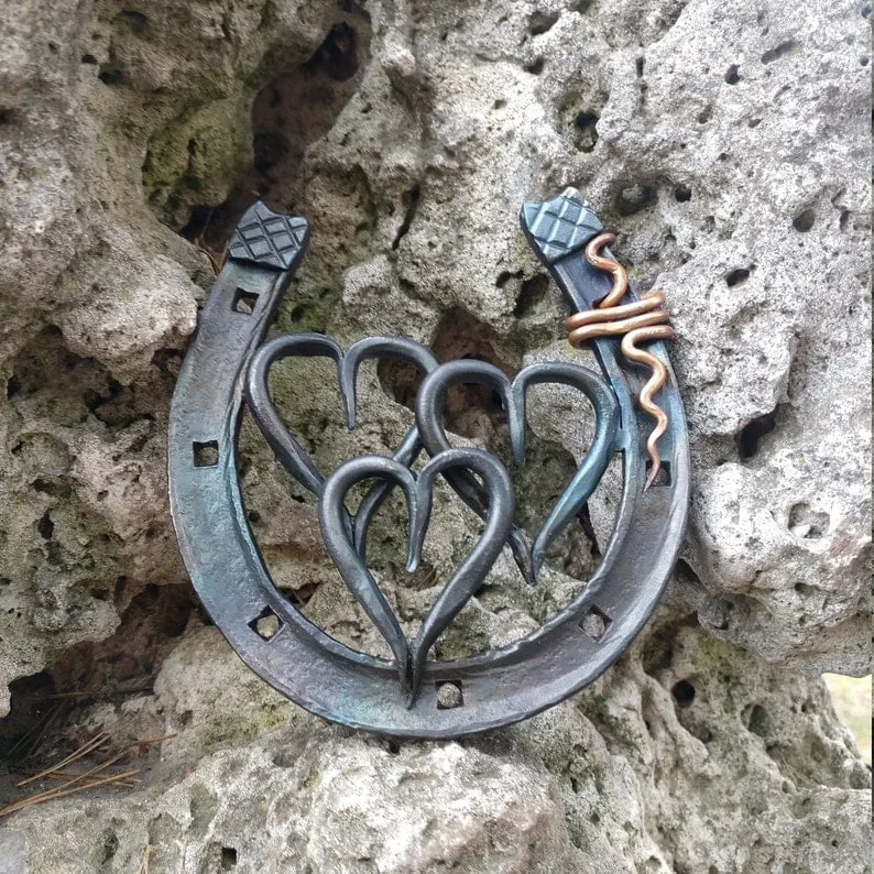 Forged handmade horseshoe-iron anniversary gifts