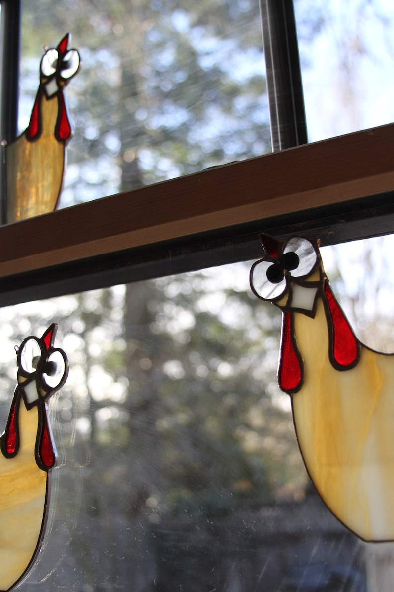 Funny Window Corner Decor - Peeping Rooster