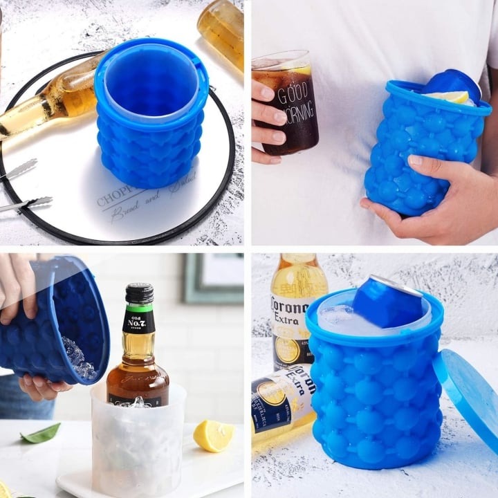 2-IN-1 Silicone Ice Bucket and Ice Cube Mold