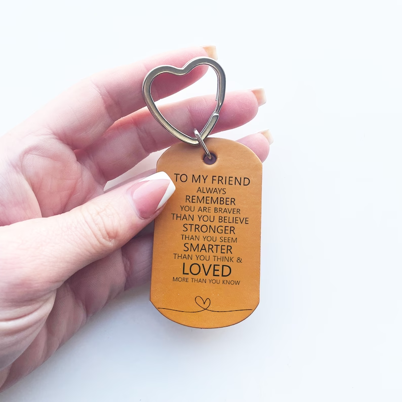✨🥰Christmas Gifts for Best Friend | Encouraging Words Leather Keychain🎄