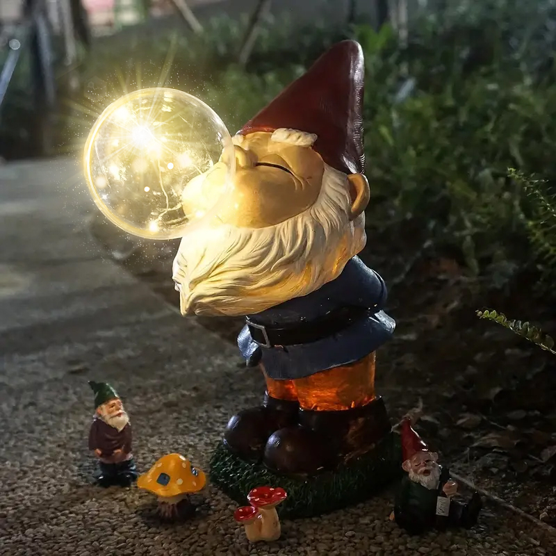 Jumbo & Hilarious Gnome Blowing A Bubble Garden Statue