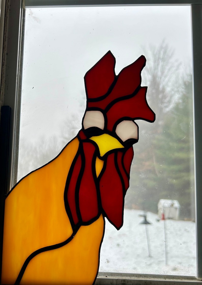Funny Window Corner Decor - Peeping Rooster